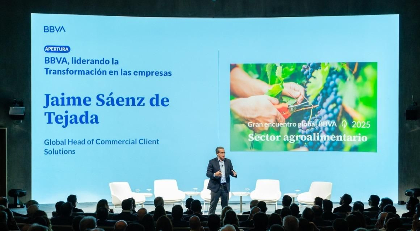 Jaime Saénz de Tejada, responsable global del área de Empresas de BBVA durante el encuentro.