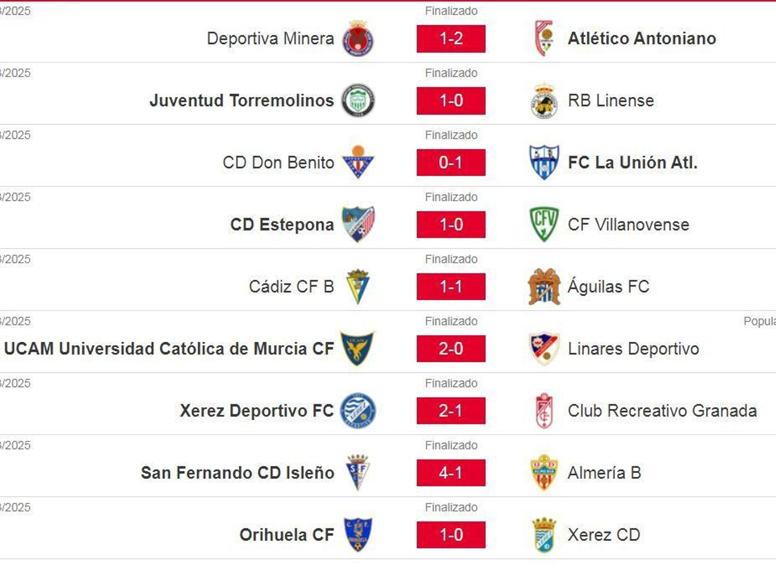 Resultados de la jornada 26 en el grupo IV de la Segunda Federación