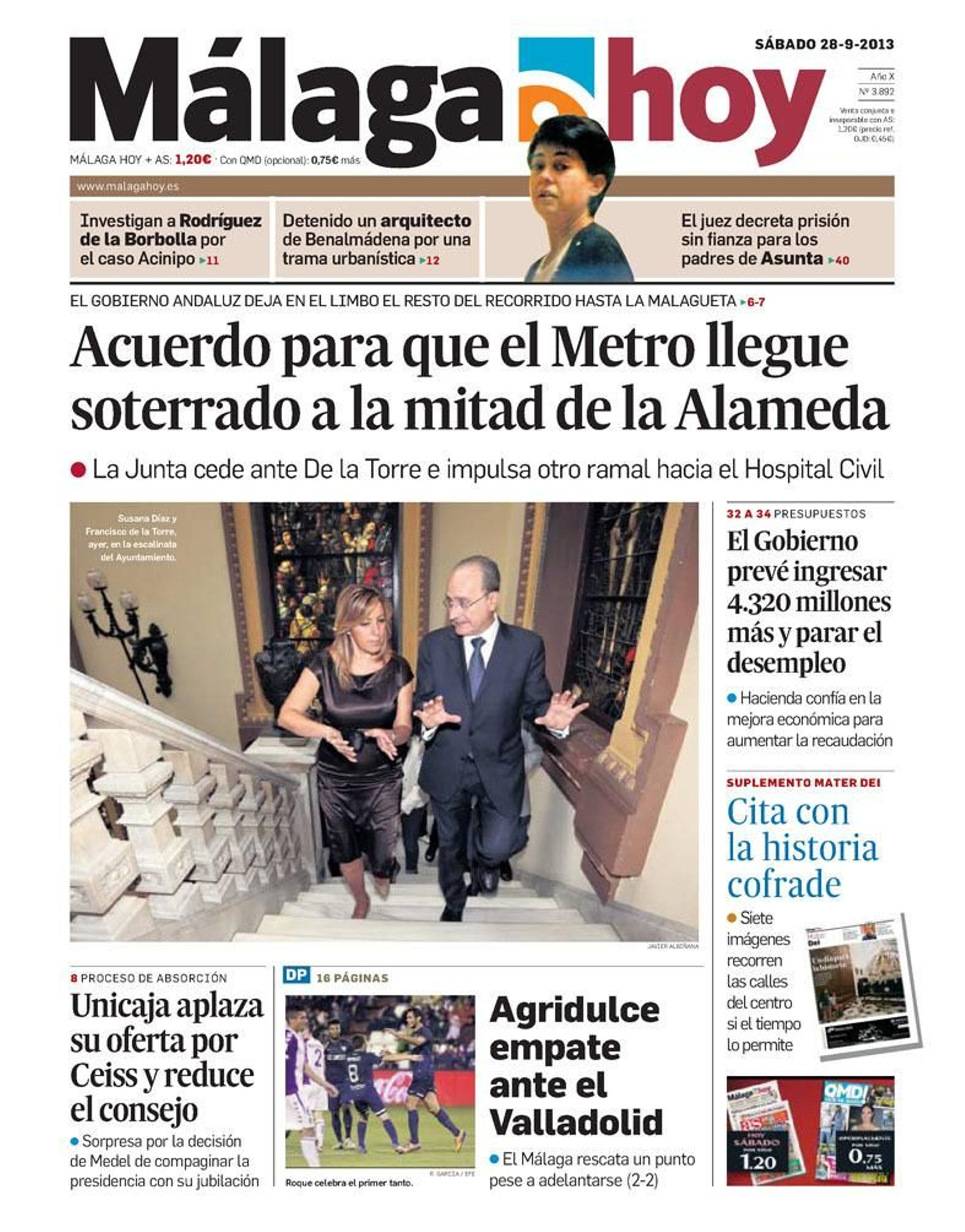 Cambio de trazado.  La presidenta de la Junta y el alcalde escenifican el acuerdo para modificar el recorrido del Metro.