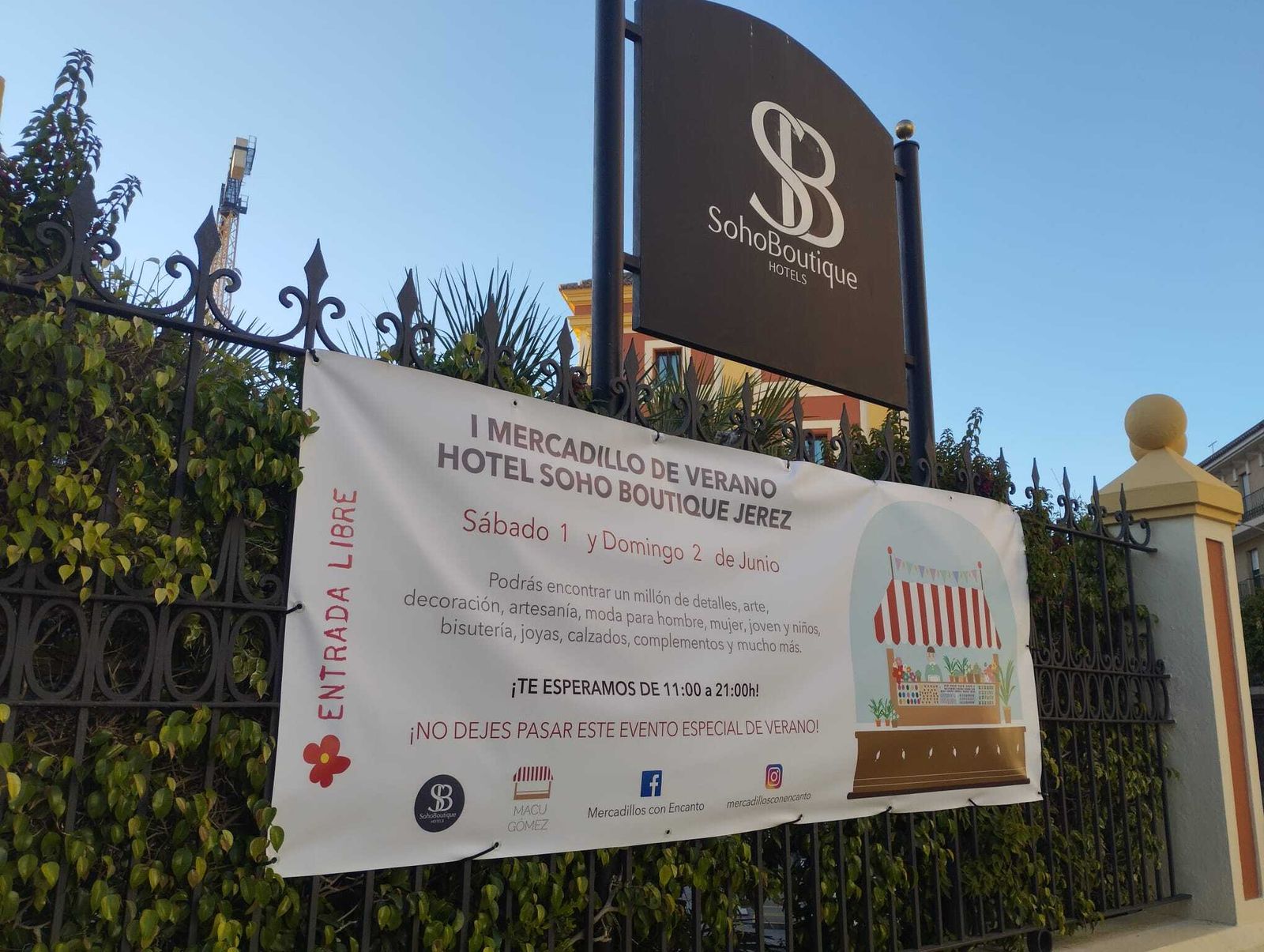 Cartel del nuevo mercadillo con encanto en el Hotel Soho Boutique.