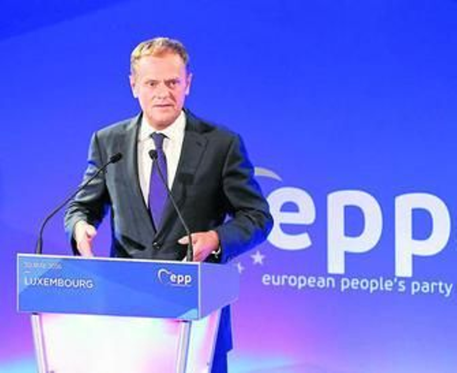 Tusk, durante las celebraciones, el 30 de marzo en Luxemburgo, del 40º aniversario del Partido Popular Europeo.