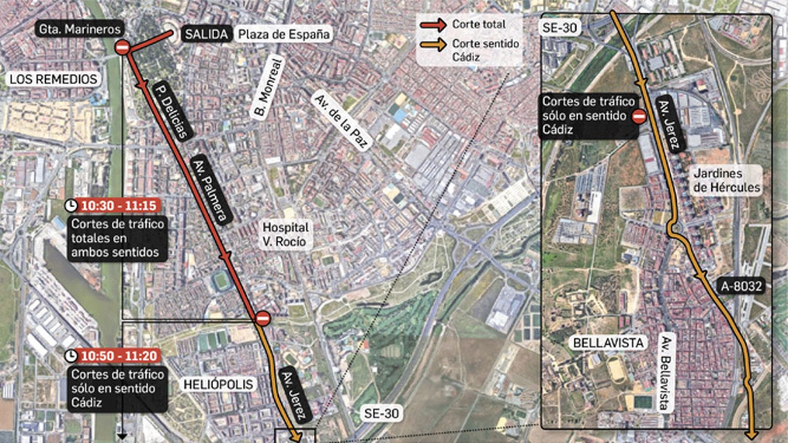 Desvíos de tráfico en Sevilla por la segunda etapa de la Vuelta Ciclista a Andalucía