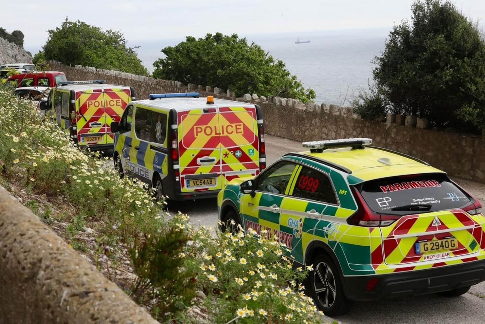 Vehículos policiales en Gibraltar.
