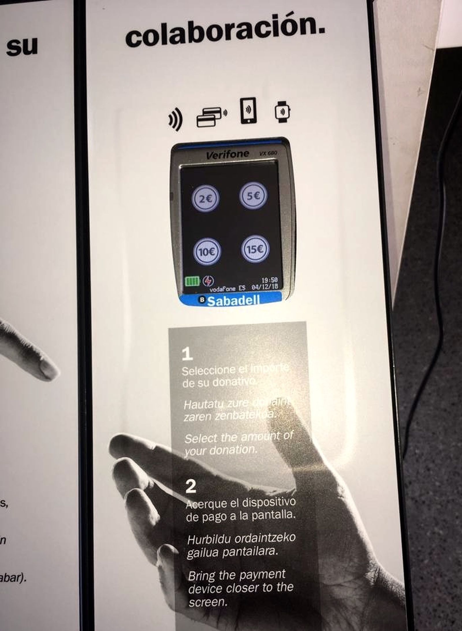 Cantidades de 2, 5, 10 y 15 euros.