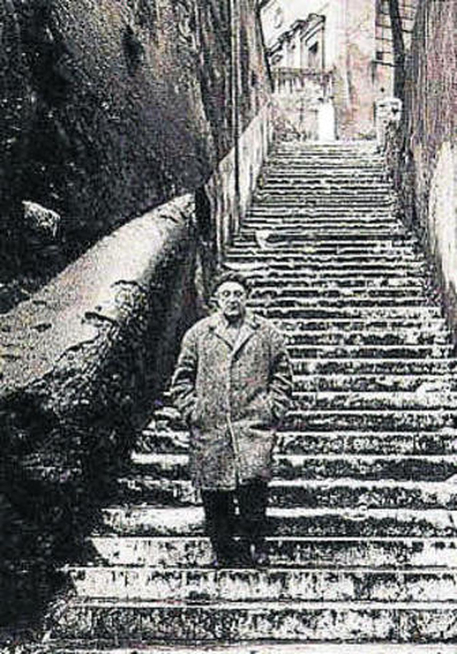 El poeta y pintor, caminando por el Gianicolo, muy cerca de su casa en Roma.