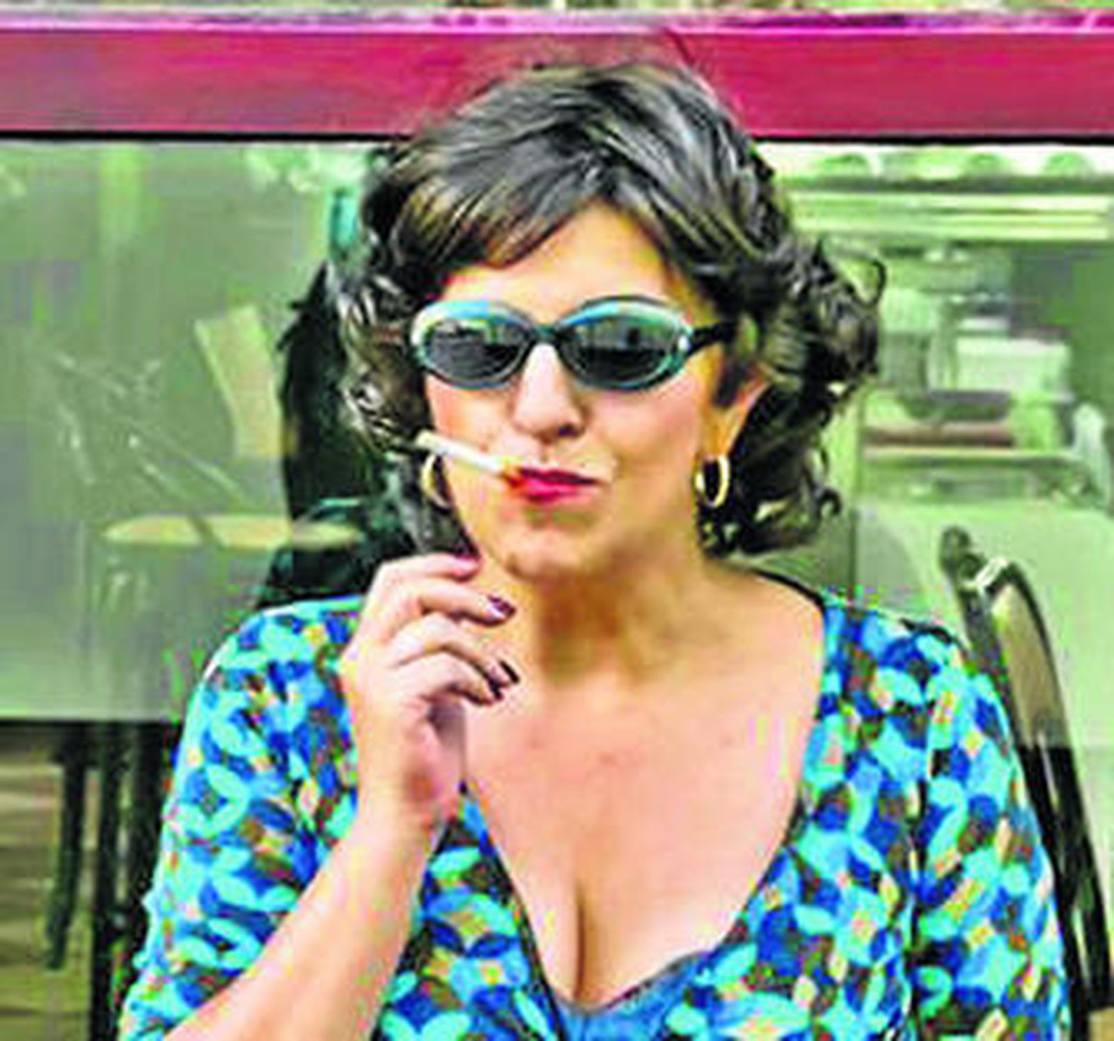 La actriz, caracterizada como el personaje de Quiñones.