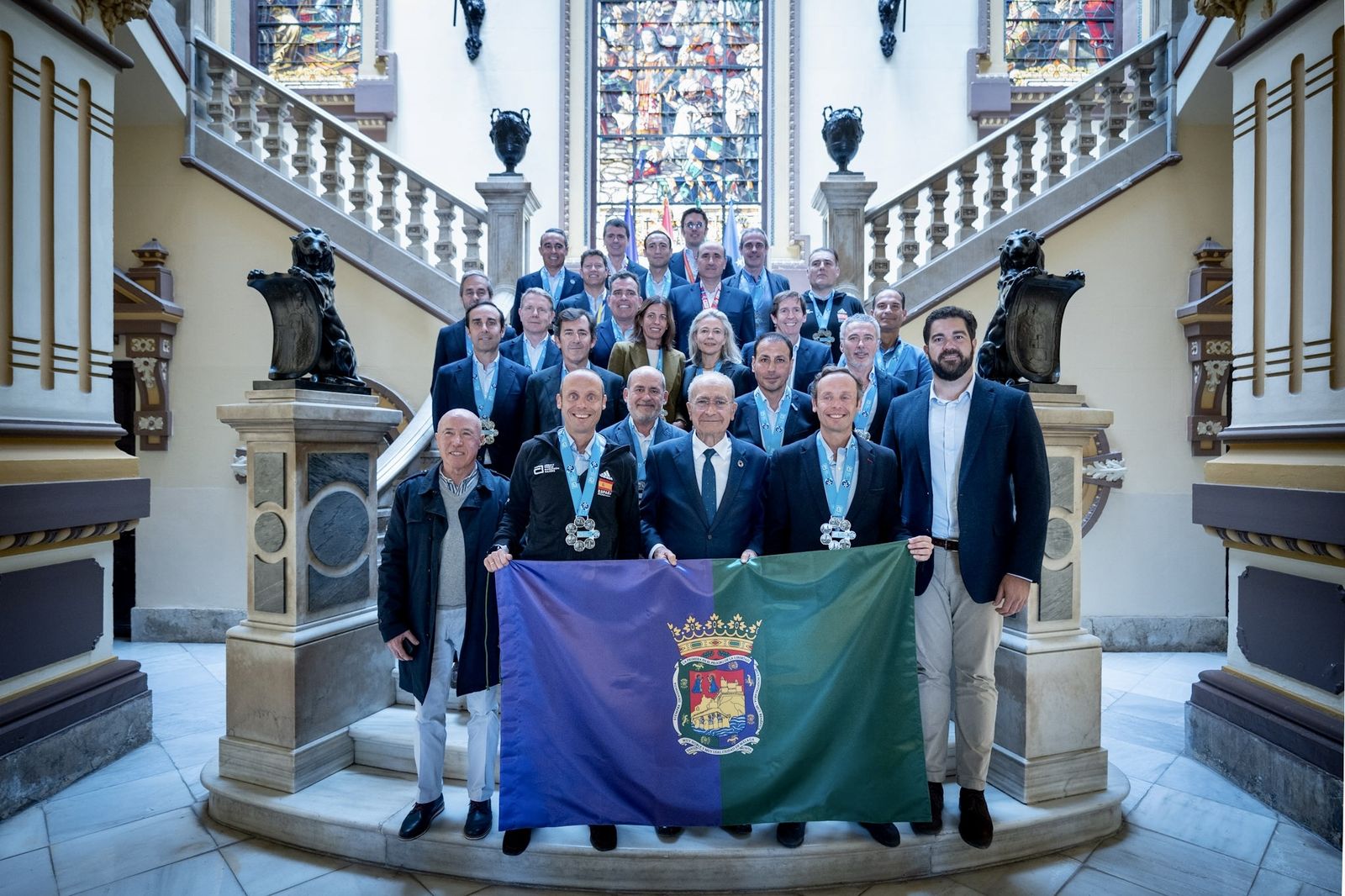 Recepción del Grupo Maratoniano 'Obradores' tras completar la World Marathon Majors