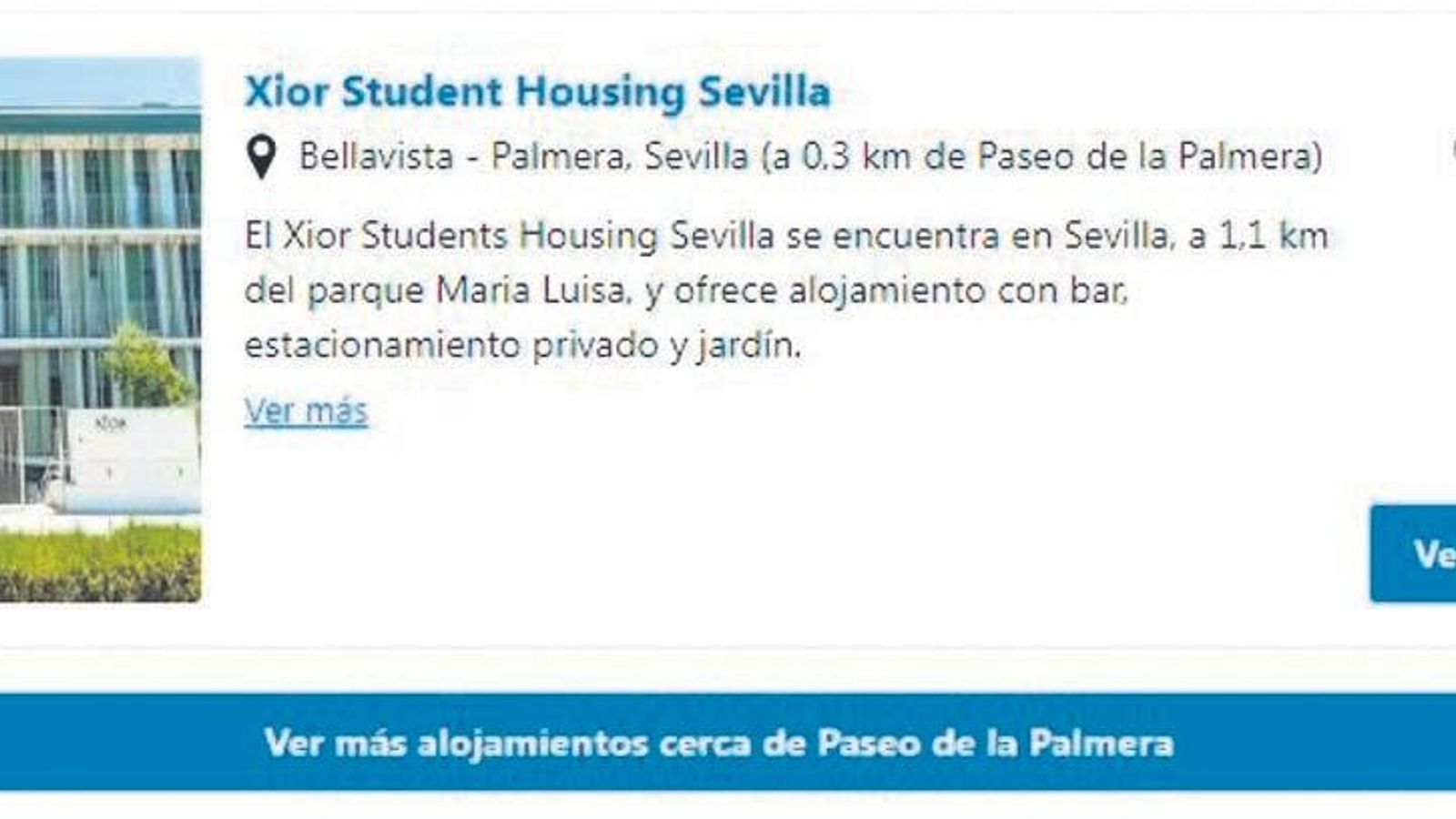 La publicidad de la residencia en Booking