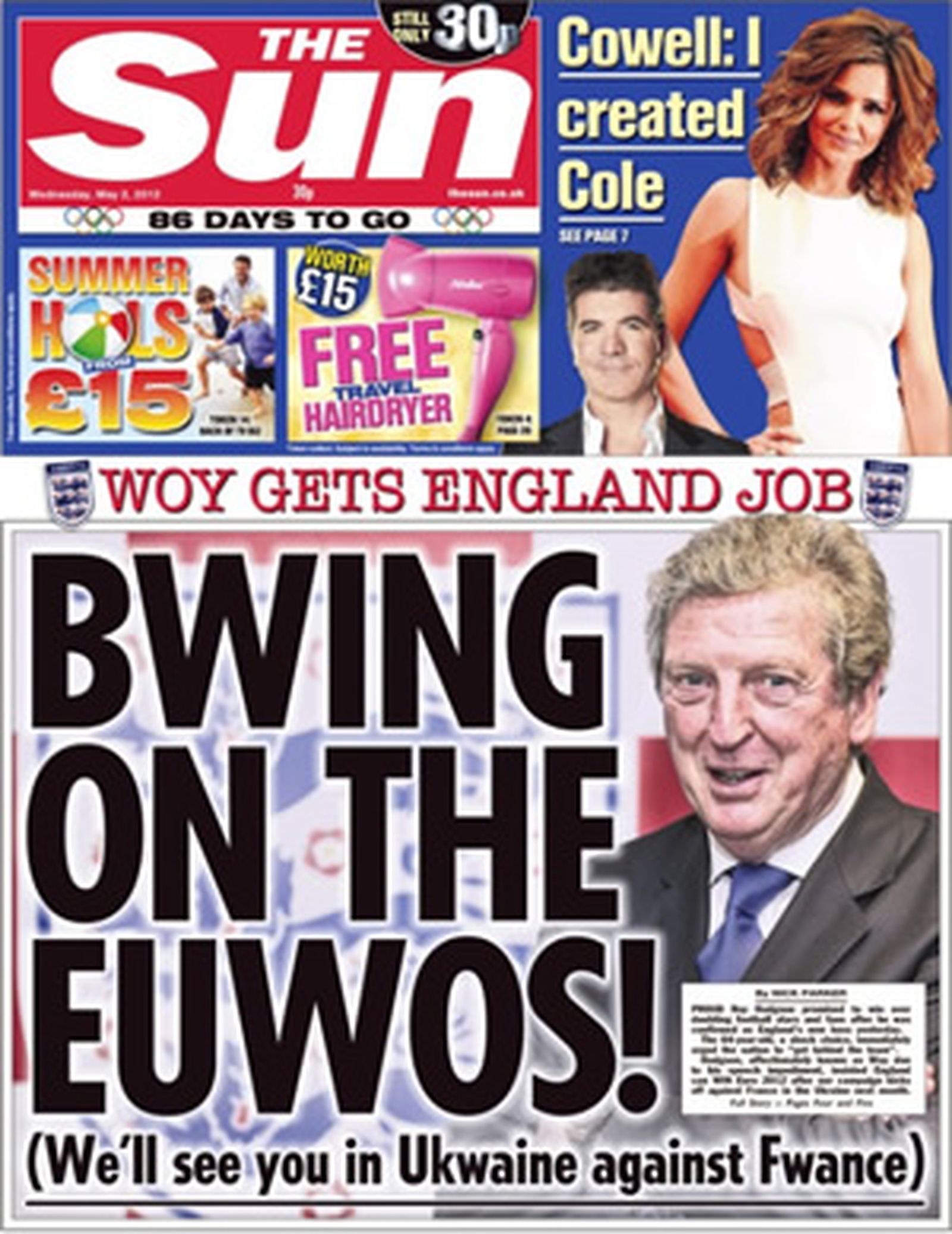 La Federación Inglesa de Fútbol critica al diario 'The Sun' por burlarse de Hodgson