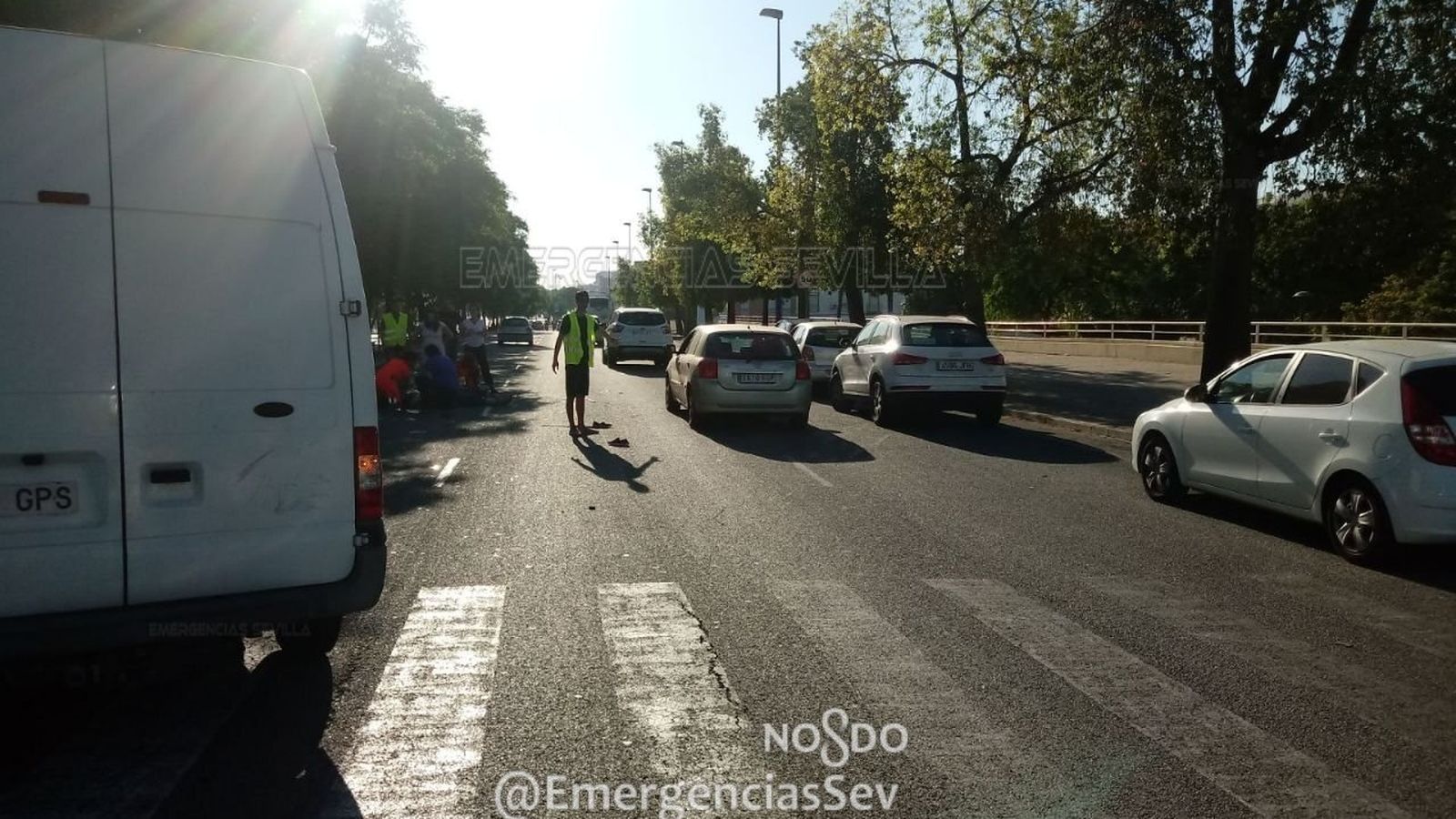 El conductor alegó que se vio deslumbrado por el sol y no lo vio.