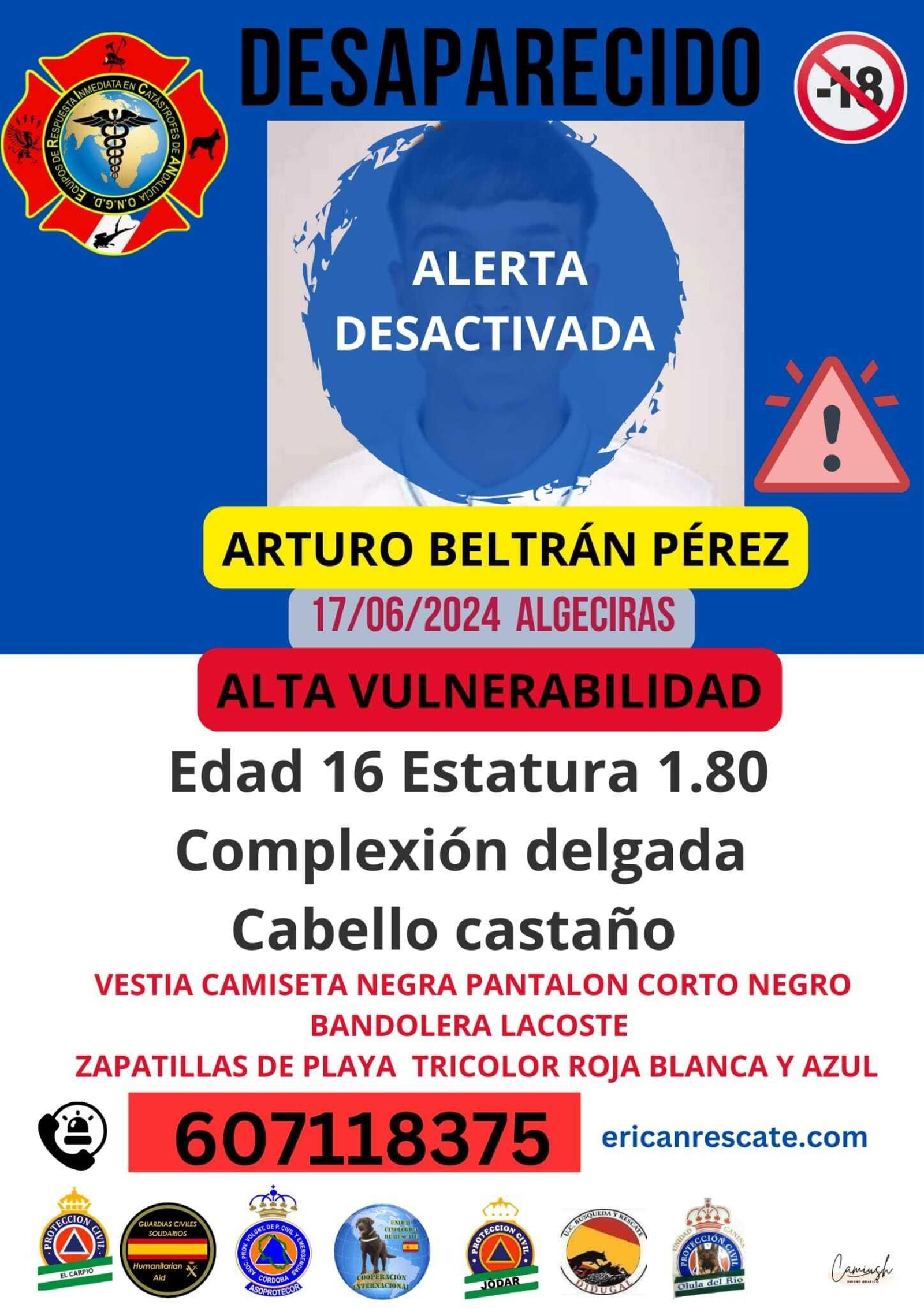 Imagen con los datos del desaparecido