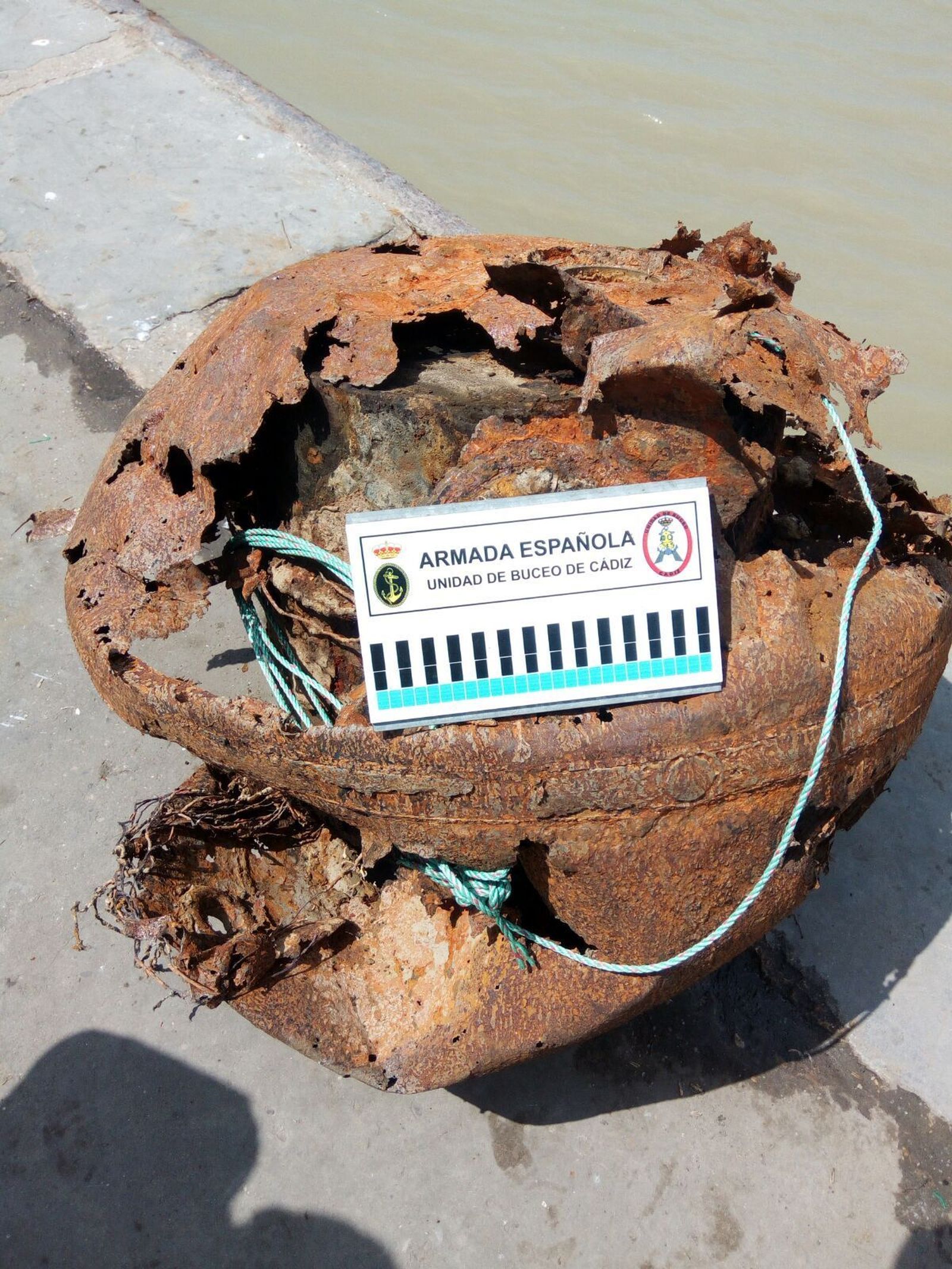 La mina de orinque de origen alemán encontrada en Sanlúcar.