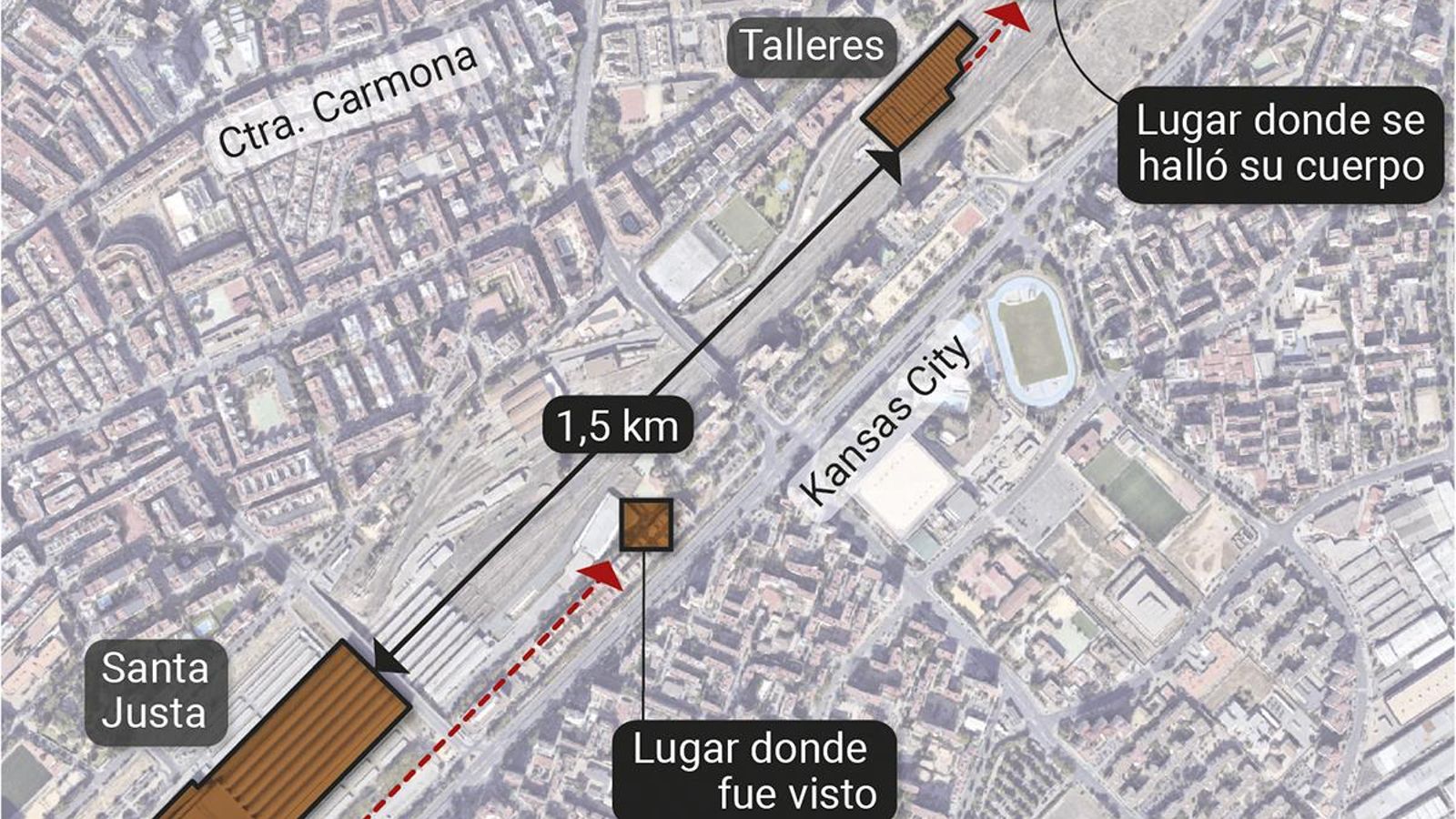 Lugares clave en la desaparición de Álvaro