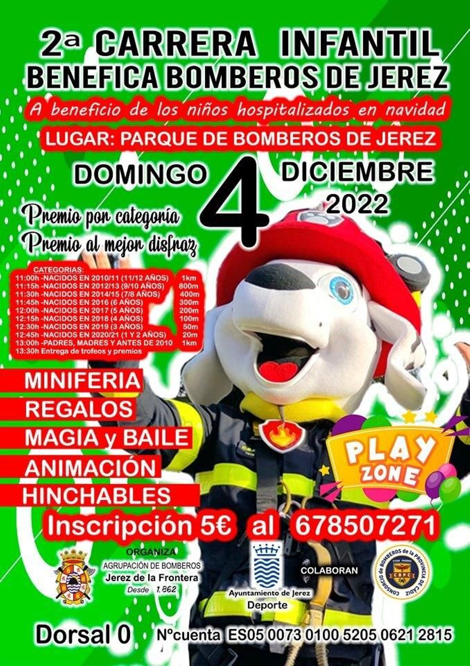 Cartel de la II Carrera Infantil Benéfica Bomberos de Jerez.