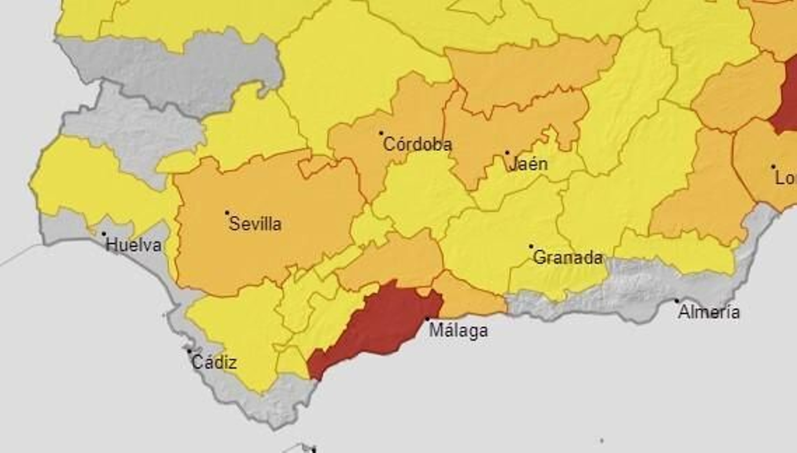 Avisos para este miércoles en Andalucía
