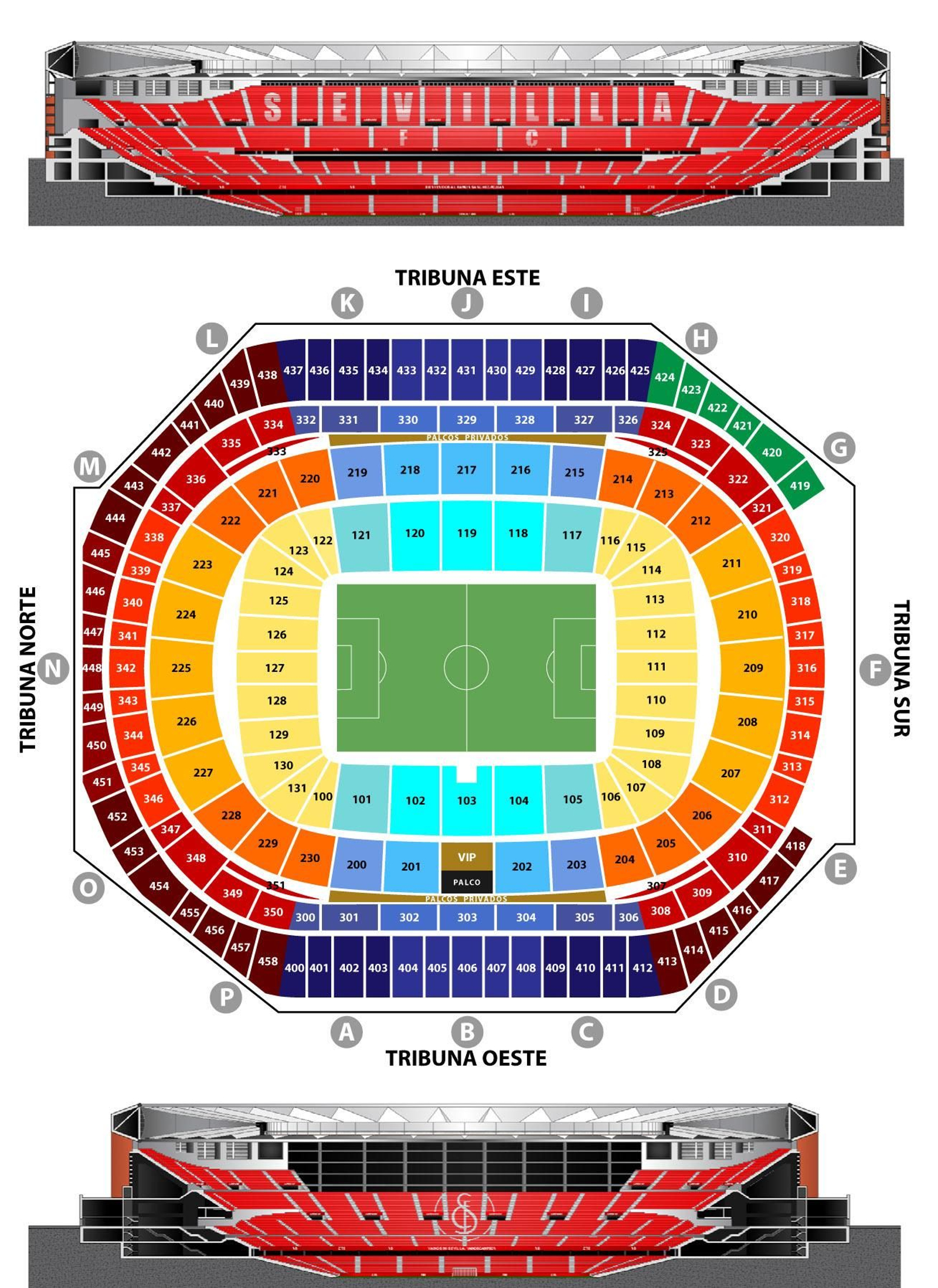 Plano de la distribución del estadio.