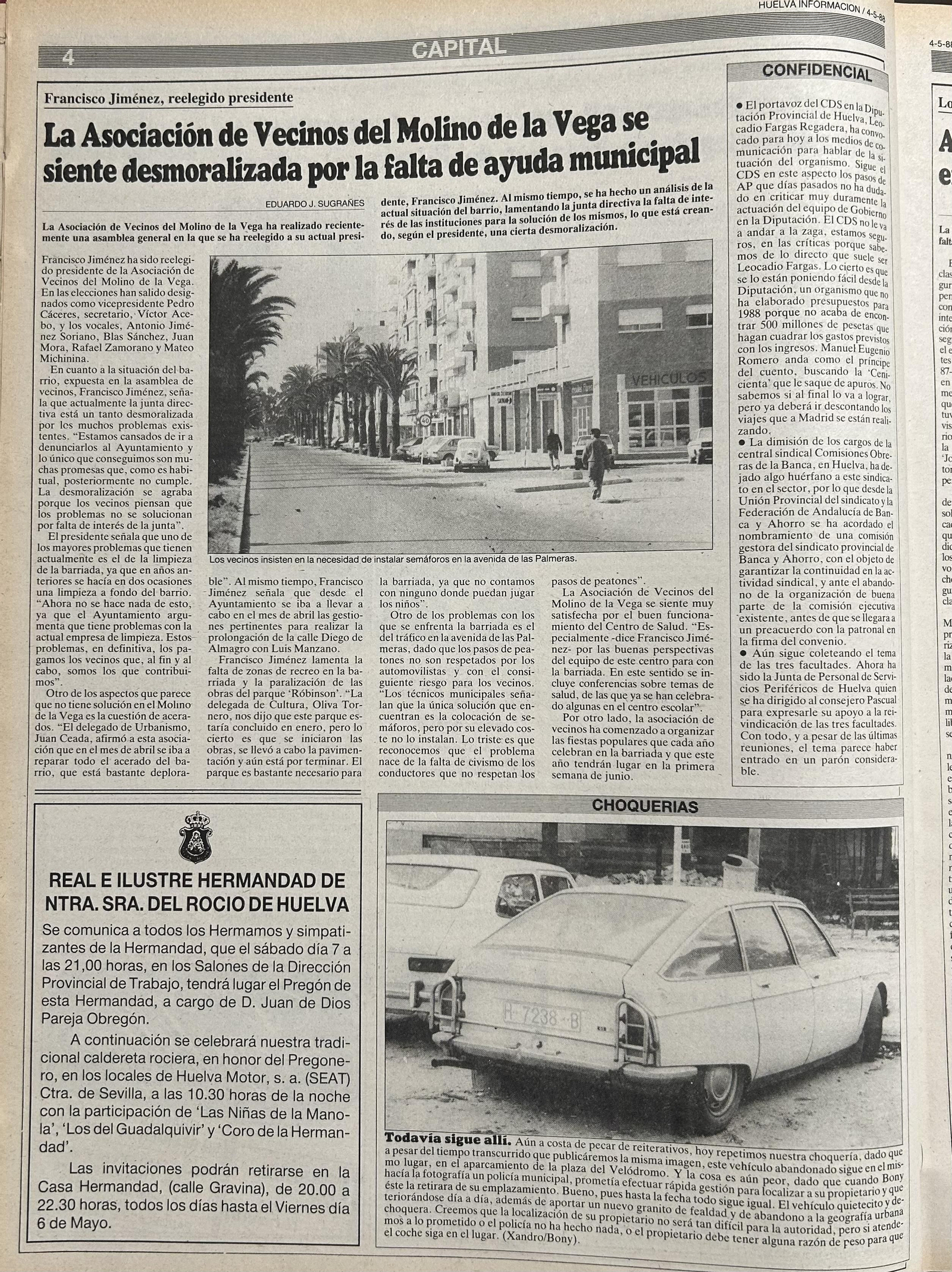 Anuncio de la Hermandad de Huelva.