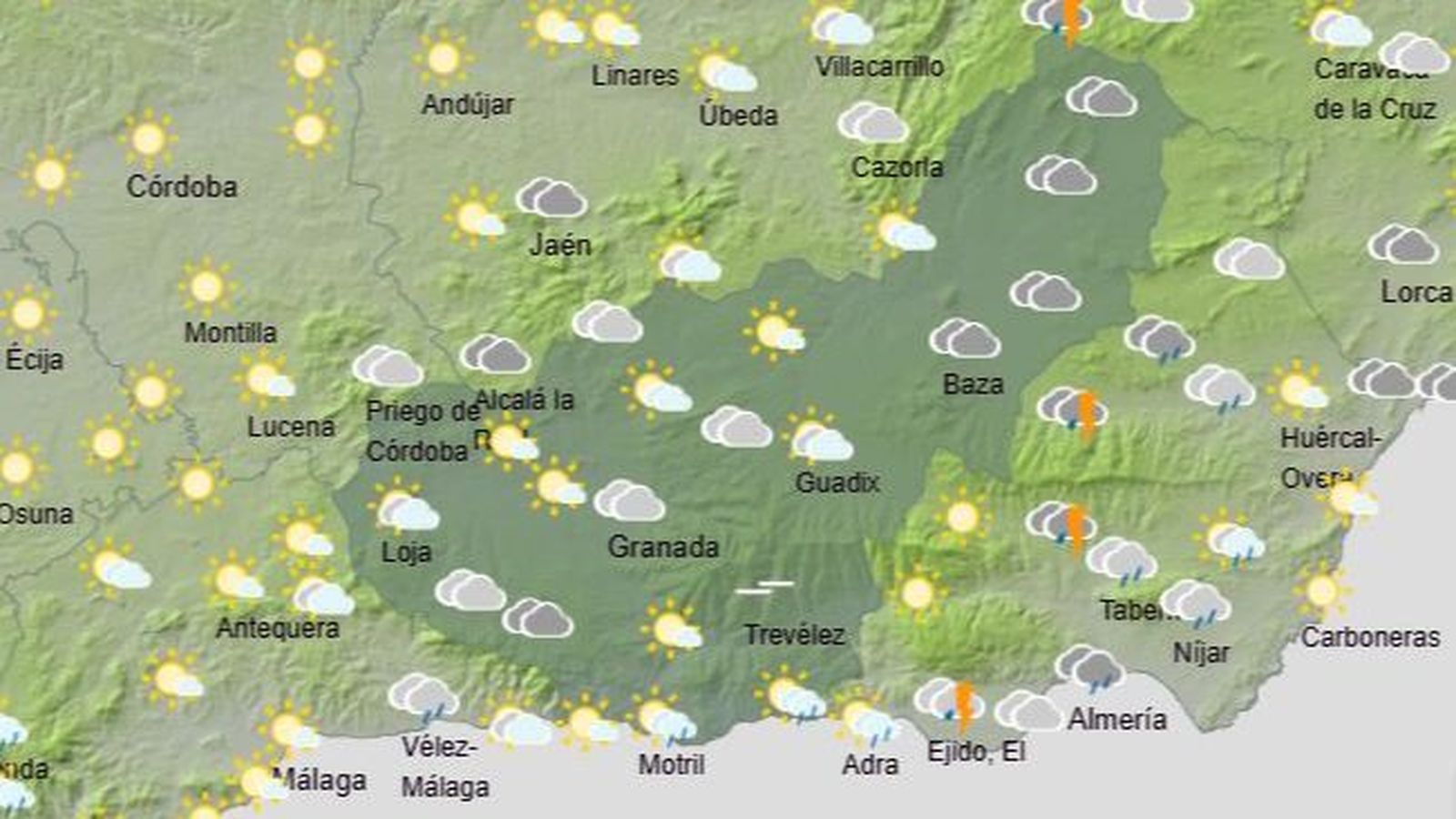 El Tiempo en Granada el 29 de diciembre de 2025
