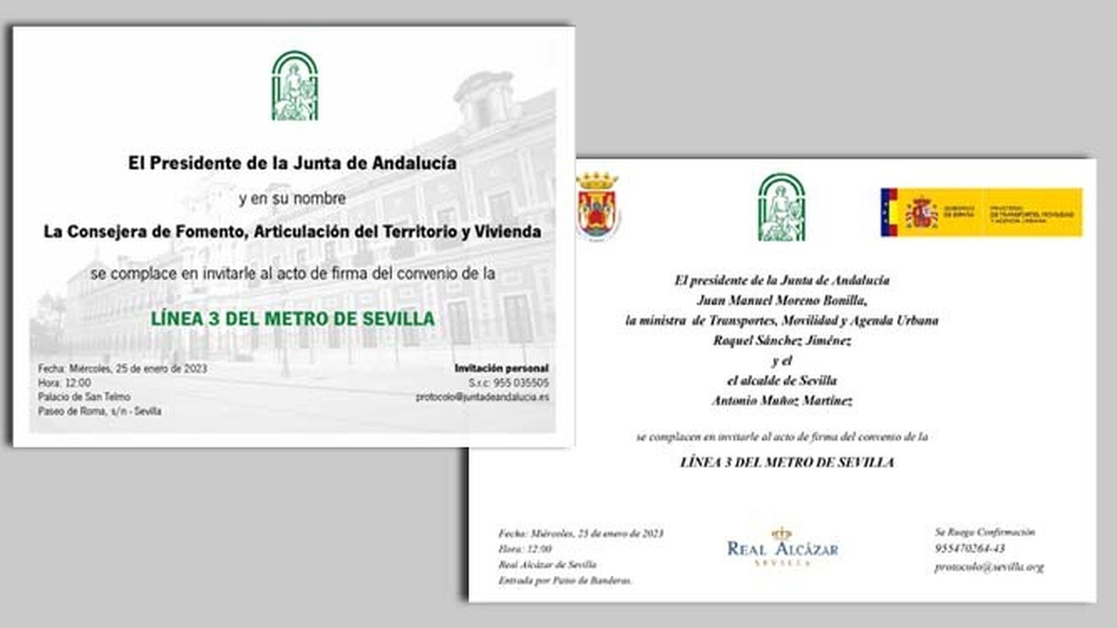 La primera invitación concentraba todo el protagonismo en el Gobierno de Andalucía.