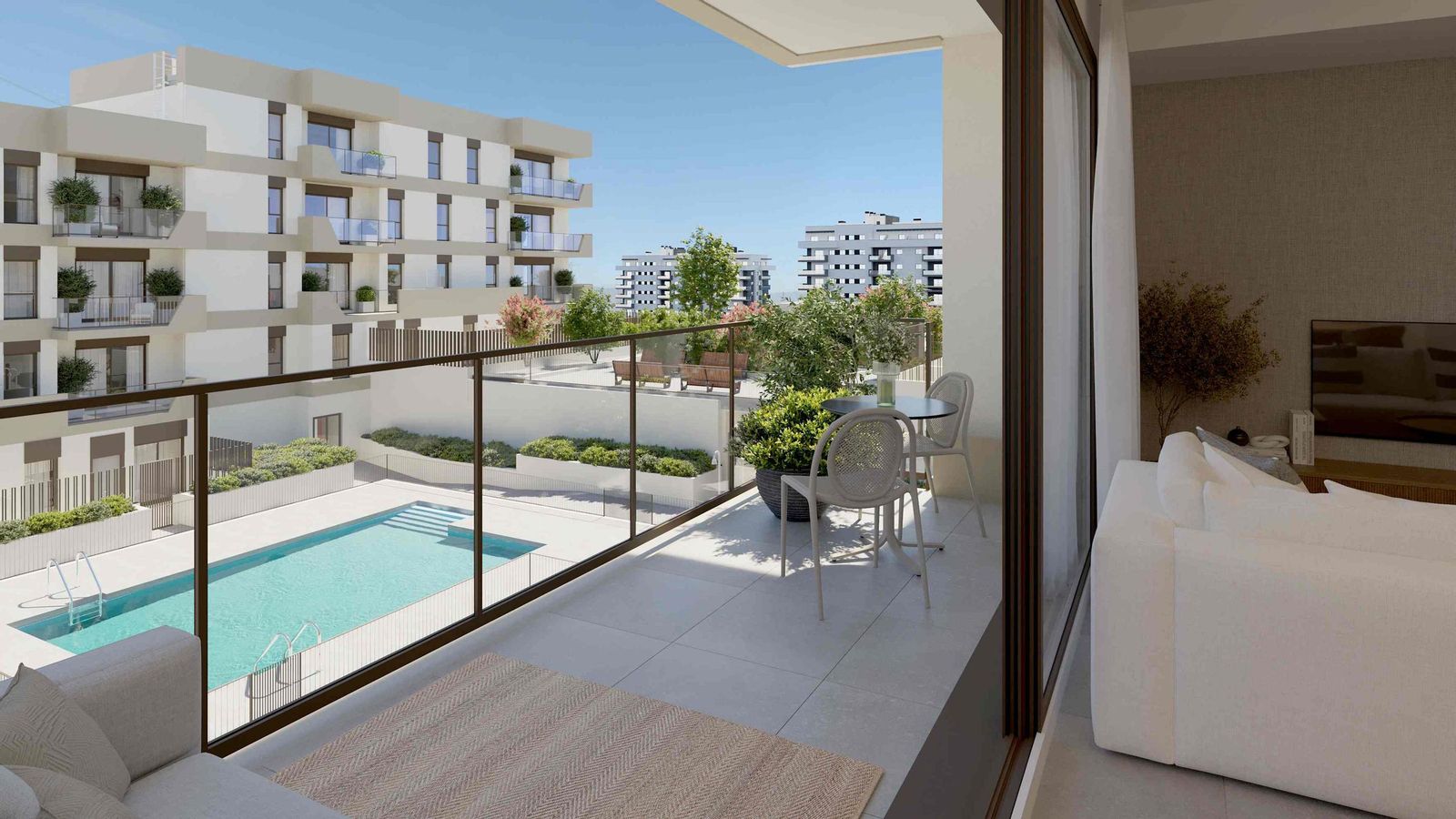 Terraza de las futuras viviendas de la promoción 'Zeta Place'.