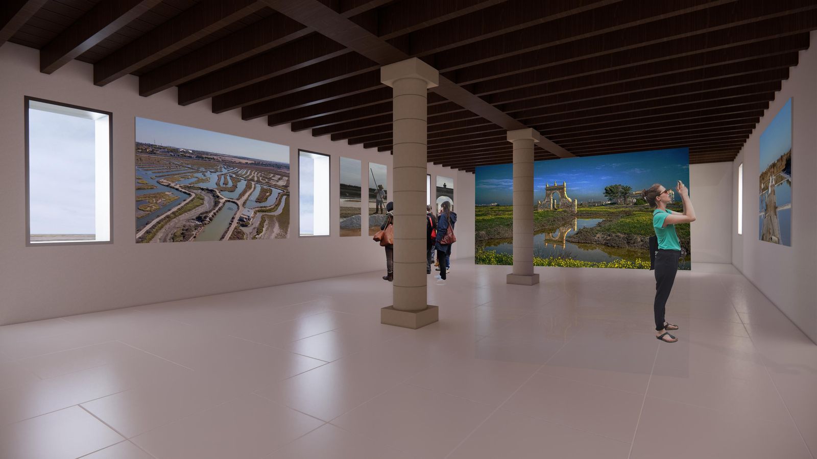 Así sería la sala de exposiciones de la Salina Dolores, según una infografía del anteproyecto.