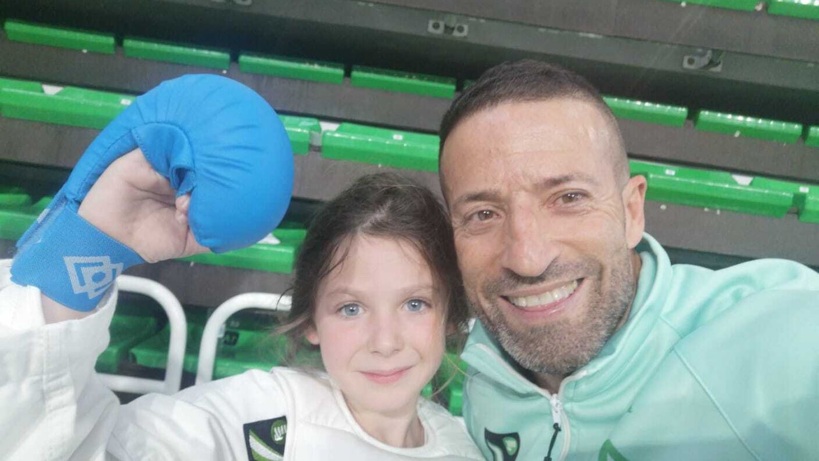 Sonia Baeza, bronce, con el seleccionador andaluz, Cayetano García