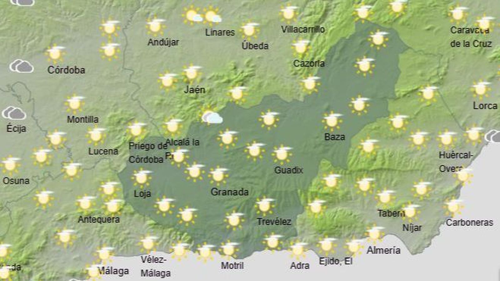 El Tiempo en Granada el 13 de enero de 2025