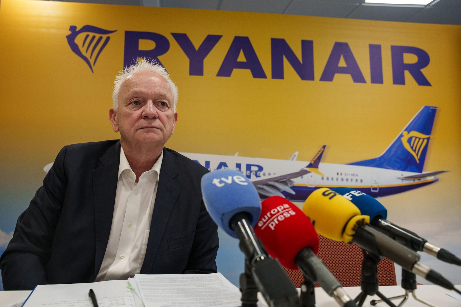 Eddie Wilson, CEO de Ryanair, este miércoles en rueda de prensa en Madrid