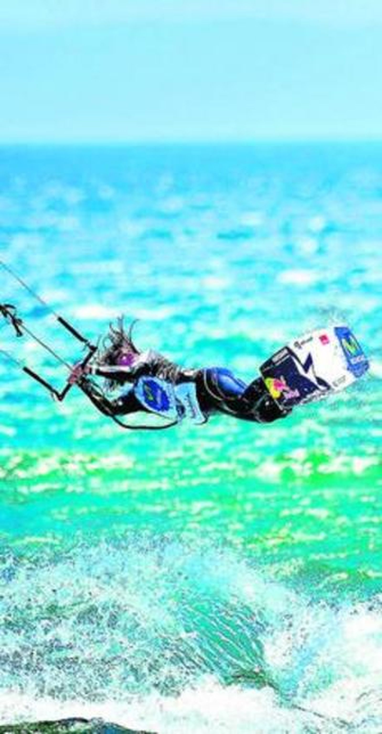 Gisela realiza una maniobra con la cometa.