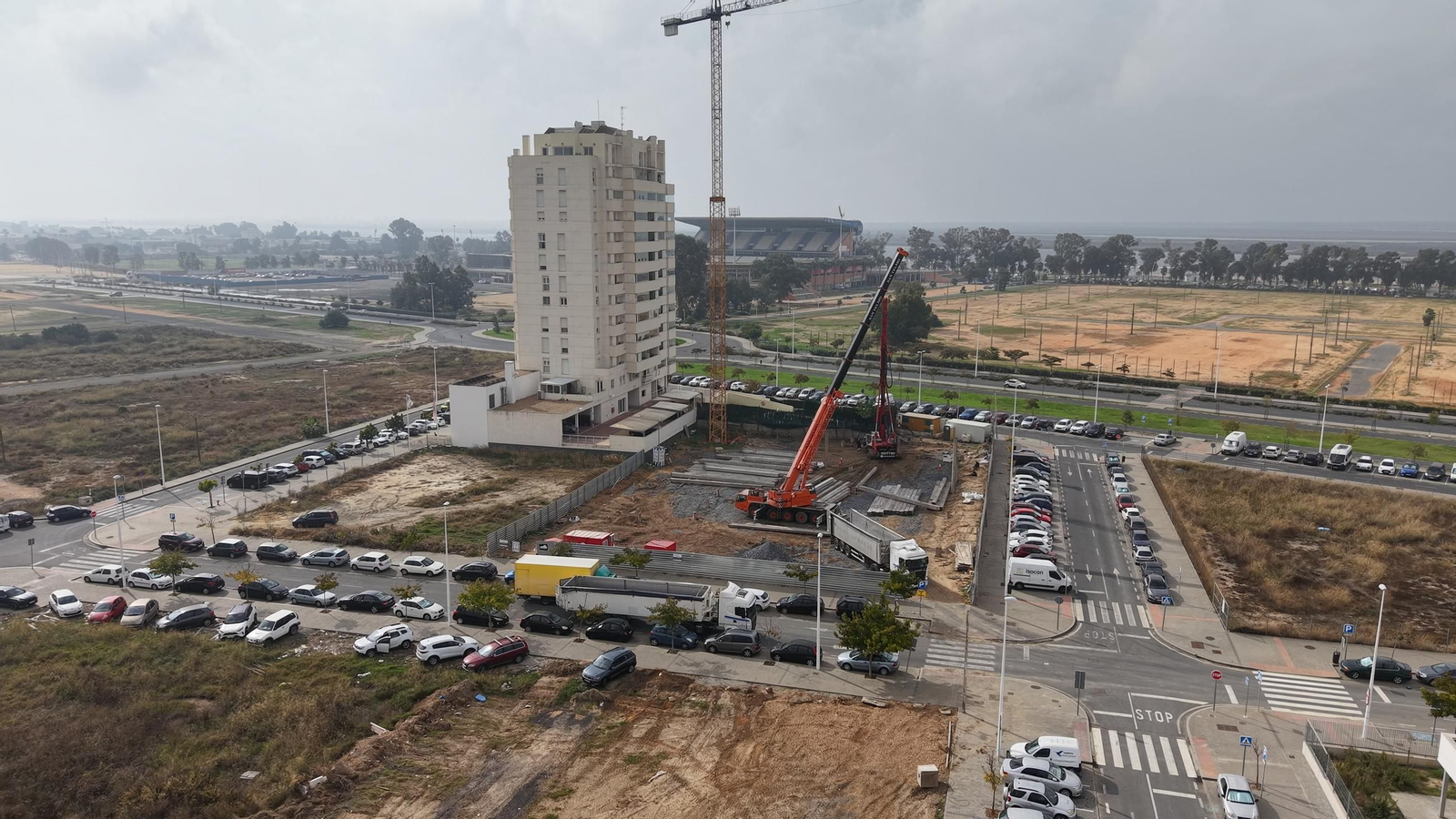 Vista aérea del estado actual del Ensanche Sur en Huelva
