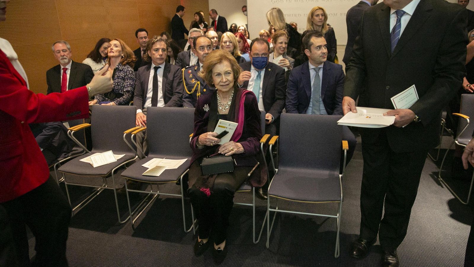 La Reina Emérita, en el acto de la tarde del miércoles en Nueva York.
