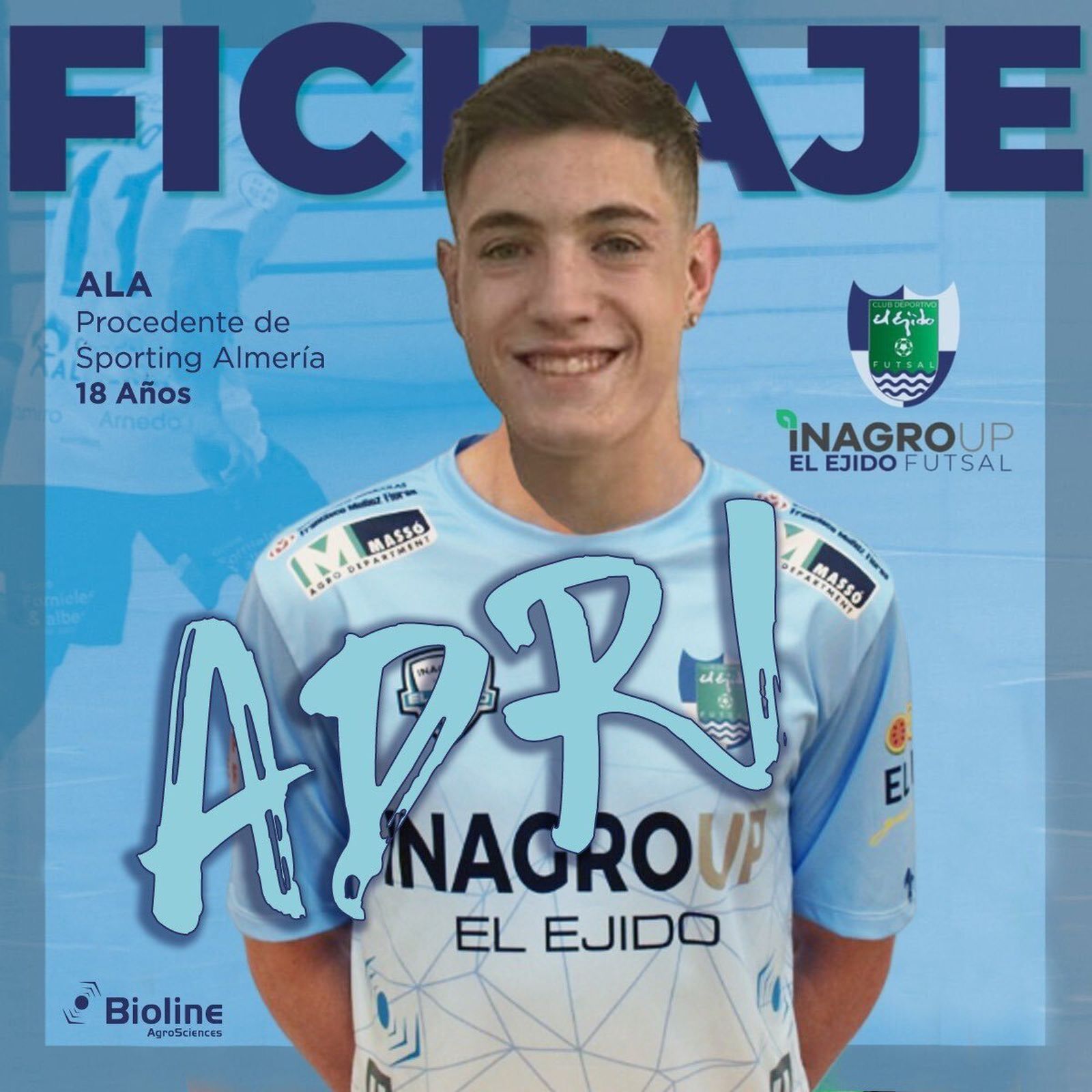 Cartel con el que El Ejido Futsal anunciaba la incorporación del ala almeriense Adrián Martínez.