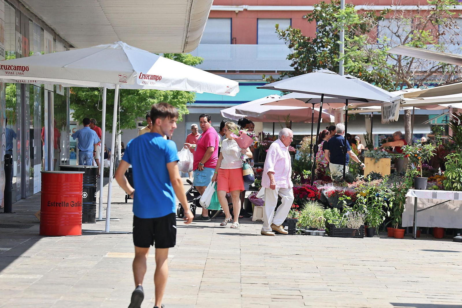Imágenes de las compras en el entorno del Mercado del Carmen en la mañana de sábado