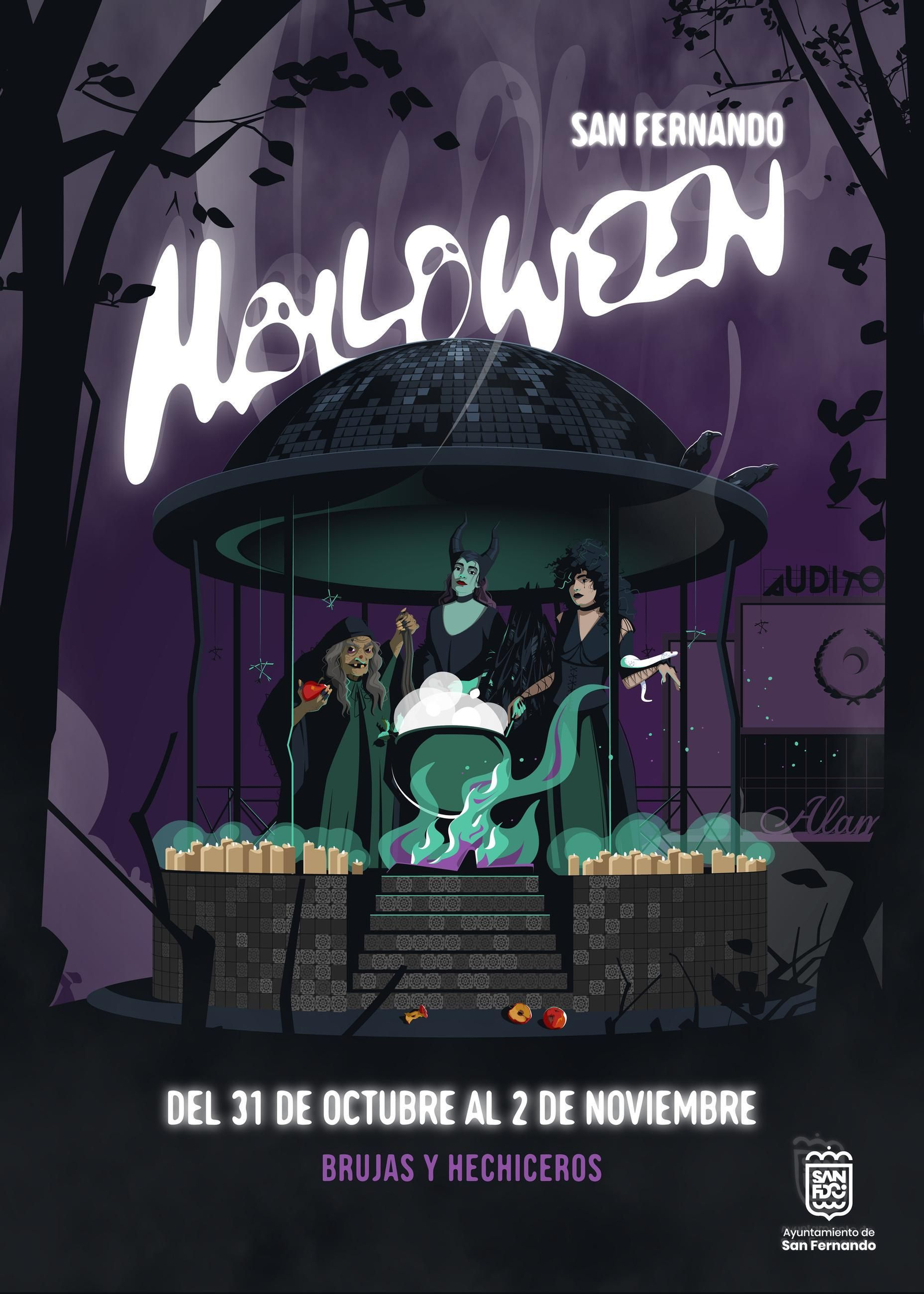 Cartel anunciador de Halloween en San Fernando