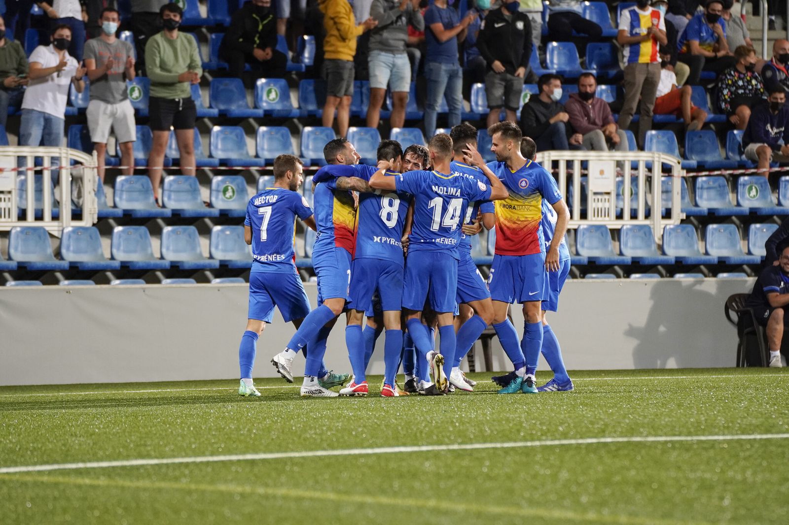 El Andorra celebra su primer gol de la temporada.