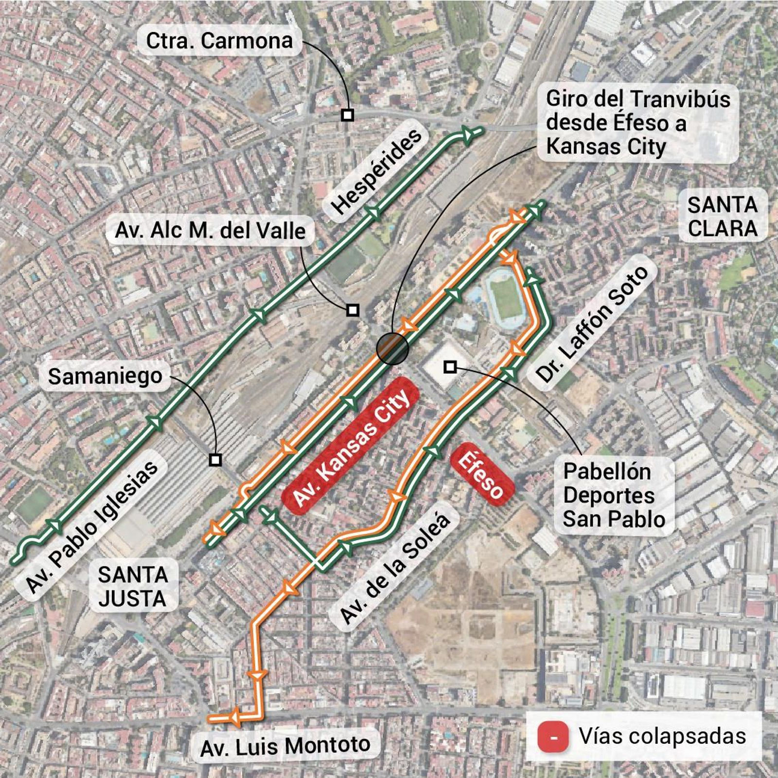 Vías alternativas para evitar los atascos por el Tranvibús