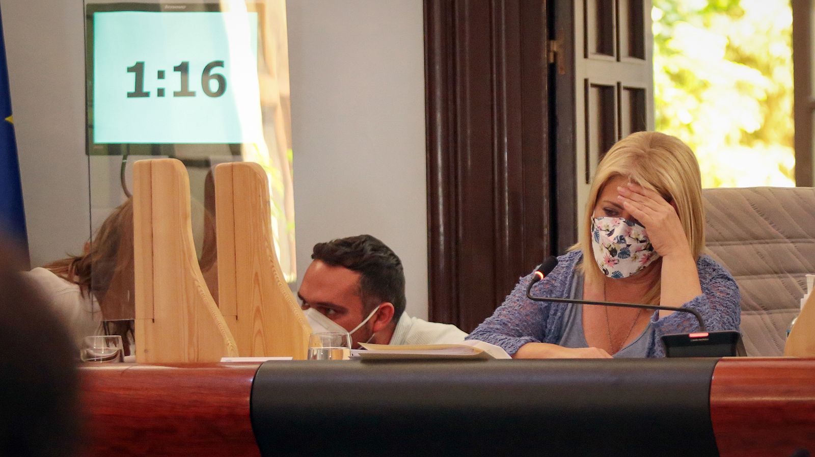 La alcaldesa, Mamen Sánchez, durante el pleno.