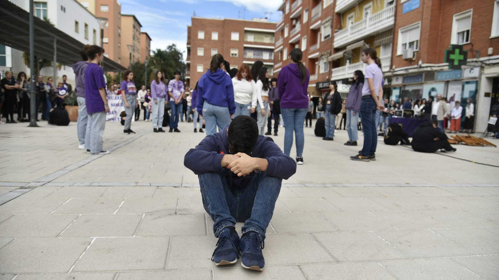 Alumno del instituto de El Getares durante la representación.