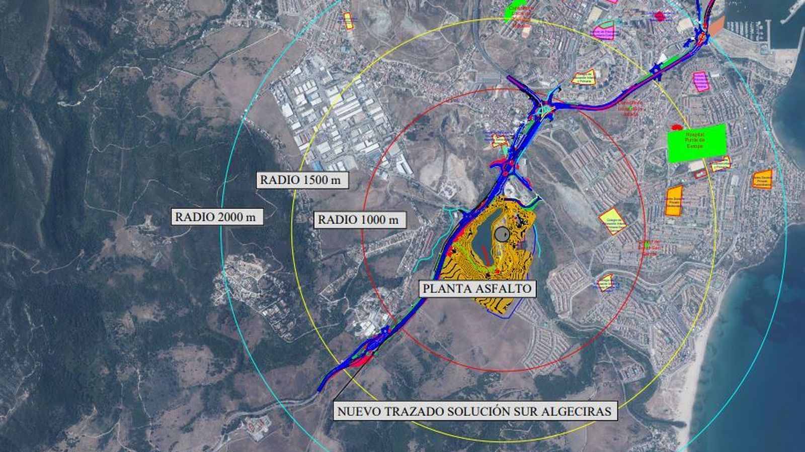 Ubicación propuesta para la planta de asfalto del Acceso Sur, junto a la laguna de la Huerta las Pilas.