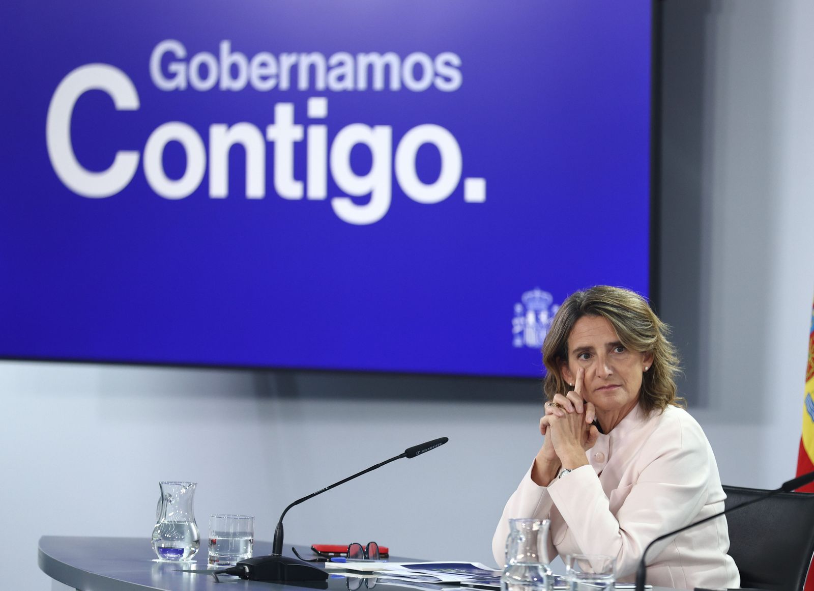La vicepresidenta tercera y ministra para la Transición Ecológica y el Reto Demográfico, Teresa Ribera, durante una rueda de prensa posterior al Consejo de Ministros, en el Palacio de La Moncloa