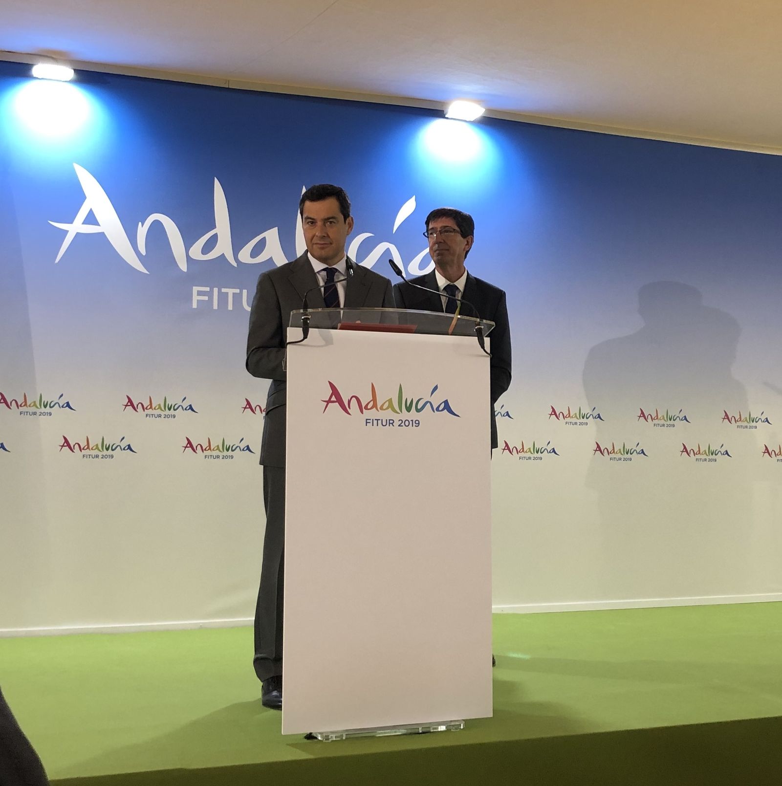 Juan Manuel Moreno y Juan Marín en la rueda de prensa del pasado miércoles