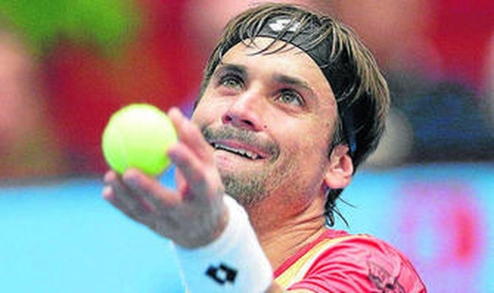 David Ferrer, antes de un saque en el choque ante Murray.