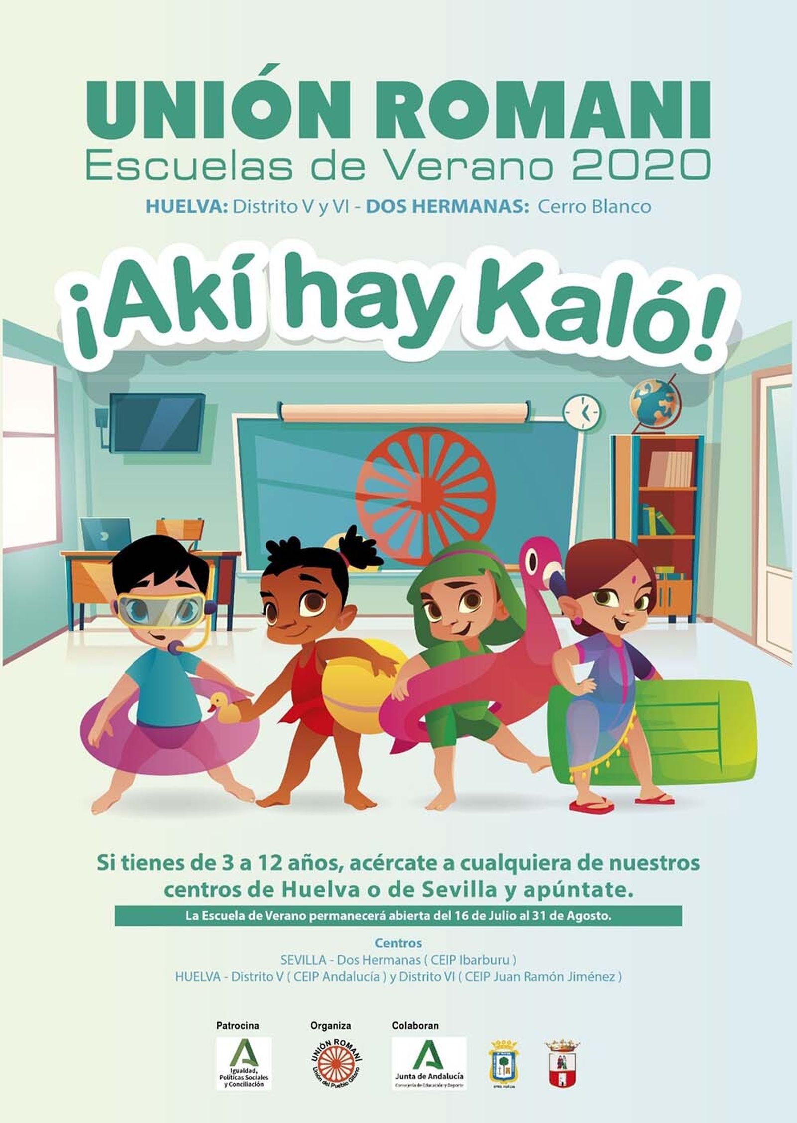 Cartel de los campamentos de verano de Unión Romaní.