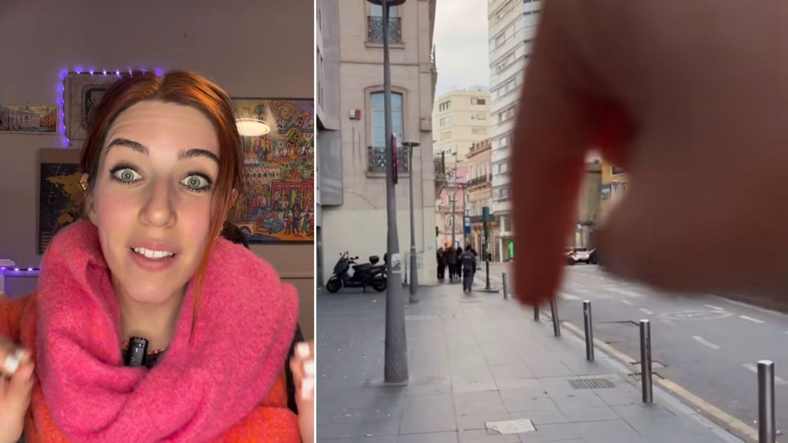 Claudia López, historiadora residente en Almería, señala en su vídeo la zona actual de la Plaza de San Sebastián, donde sitúa el antiguo cementerio medieval extramuros de la ciudad.