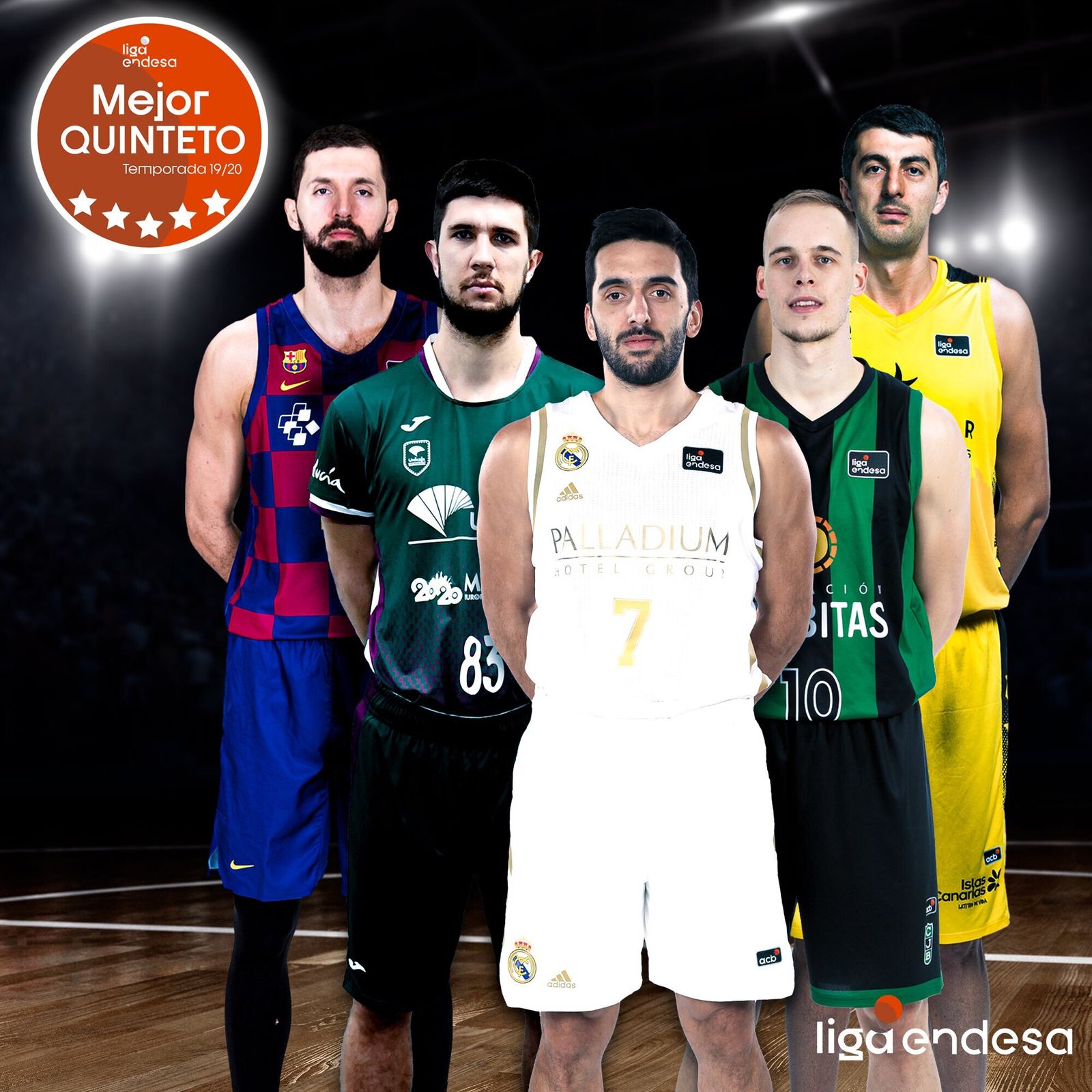 Mirotic, Bouteille, Campazzo, Prepelic y Shermadini.