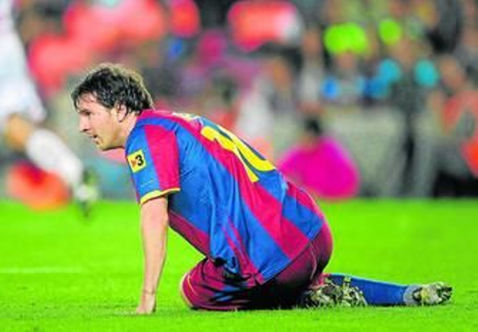 Messi, autor del gol azulgrana, muestra su impotencia durante el choque de ayer frente a un Mallorca que se llevó un punto del coliseo azulgrana.