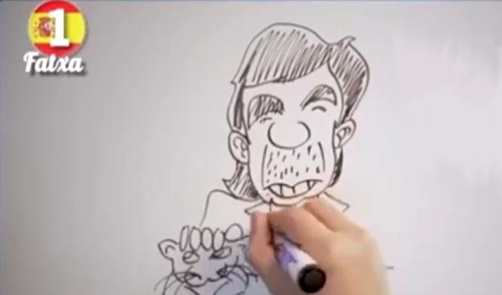 Una imagen del programa en la que se dibuja una caricatura de Aznar.