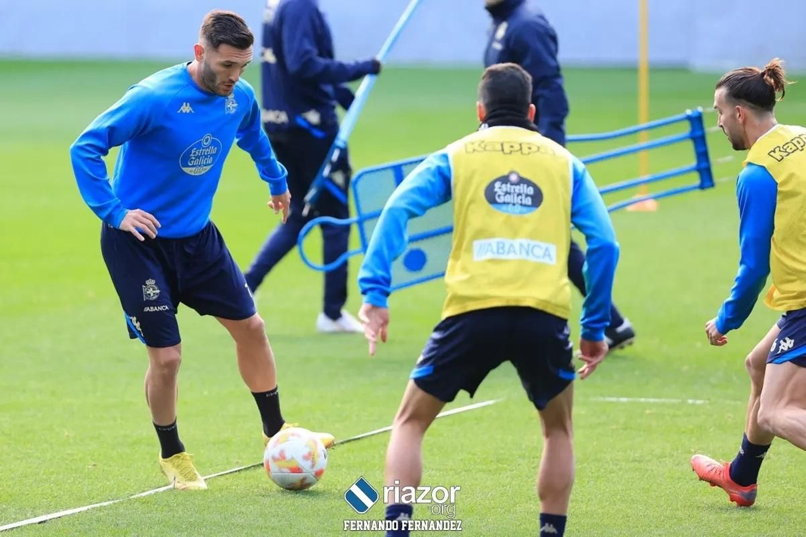 Lucas Pérez, en su primer entreno este martes con el equipo gallego.