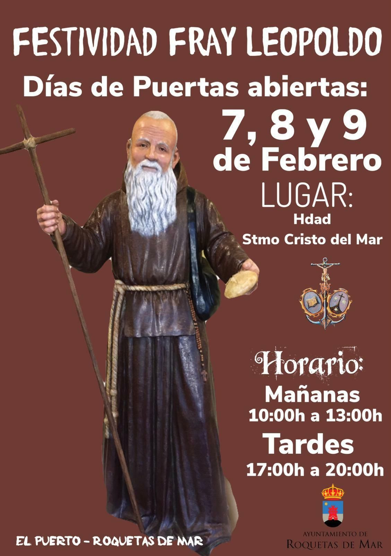 Puertas abiertas en la Hermandad del Cristo del Mar de Roquetas por la festividad de Fray Leopoldo