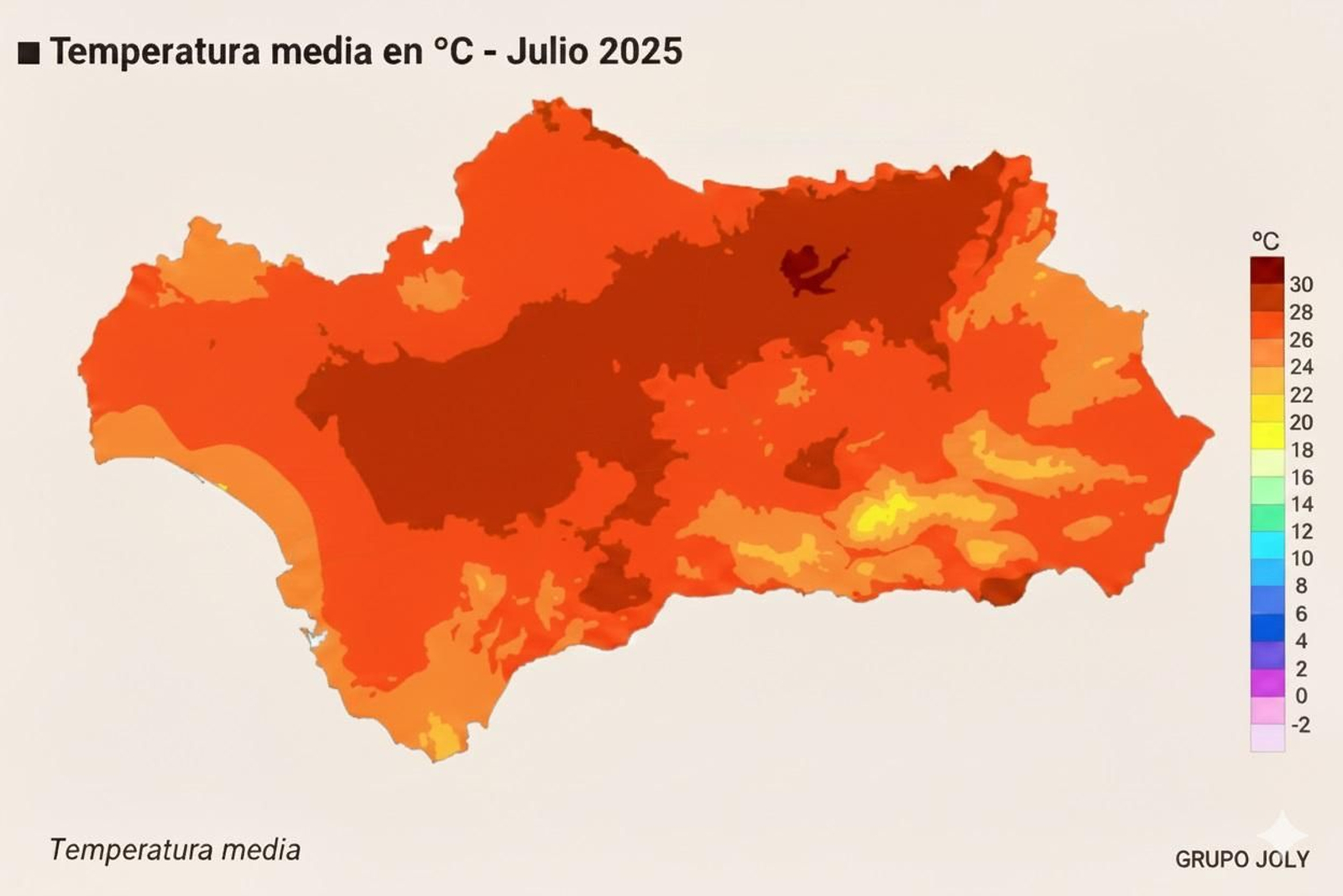 Temperatura media en julio en Almería.